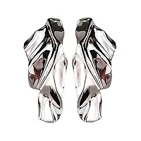 Statement Geometric Texture Earrings for Women Girls,Large Fashion Irregular Minimalism Metal Simple Modern Earrings,Rectangle Large Hypoallergenic Leaf Earrings Trendy Jewley Gifts Silver and Gold