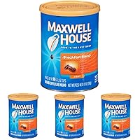 Maxwell House Breakfast Blend Ground Coffee, Light Roast, 11 Ounce Canister (Pack of 4)