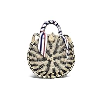 Women Straw Summer Beach Tote Bag Hand-woven Round Rattan Bag Cross Body Bag Shoulder Messenger Satchel