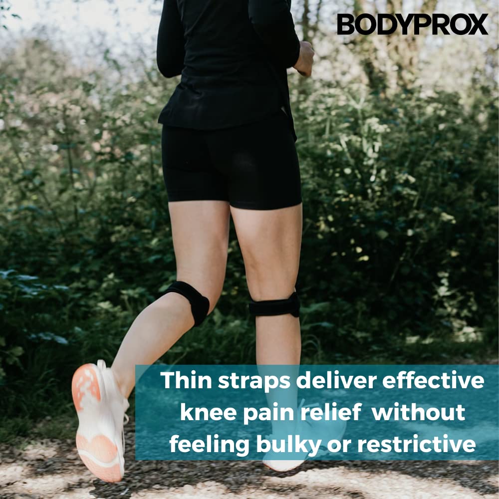 Bodyprox Patella Tendon Knee Strap 2 Pack, Knee Pain Relief Support Brace Hiking, Soccer, Basketball, Running, Jumpers Knee, Tennis, Tendonitis, Volleyball & Squats