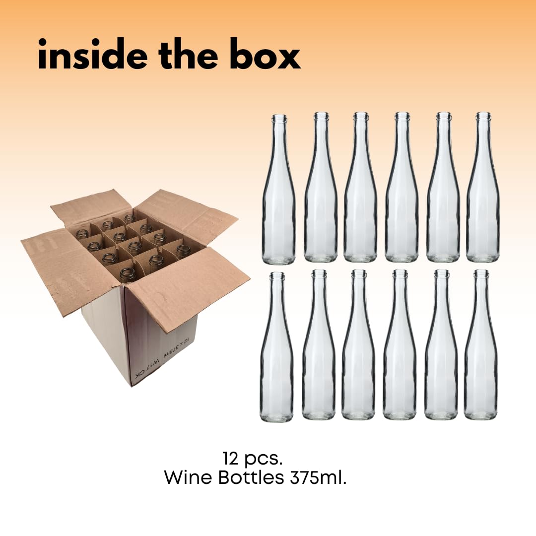 FastRack Clear W17 Hock Wine Bottles 375ml 375ml-Case of 12