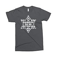 Threadrock Men's White Plaid Snowflake T-Shirt