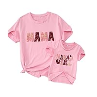 MODNTOGA Mommy and Me Matching Tee Tops Mama's Girl Summer T-Shirt Mother and Daughter Gift Crewneck Family Shirts