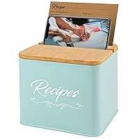 Recipe Box with Cards and Dividers, Recipe Cards and Box Set, Includes 50 4x6 inches Recipe Cards and 50 Clear Recipe Card Protectors and 12 Recipe Dividers