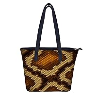 Python Snake Skin Brown Women's Handbag PU Leather Durable Carrying Bag Birthday Valentine's Day Gift