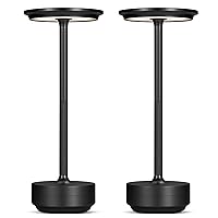 LED Cordless Table Lamps Set of 2,RechargeableTable Lights 3-Speed Dimmable Battery Operated Lamps,Portable Touch Mini Small Battery Lamps for Nightstand/Dining Room/Outdoor Cordless Lamp