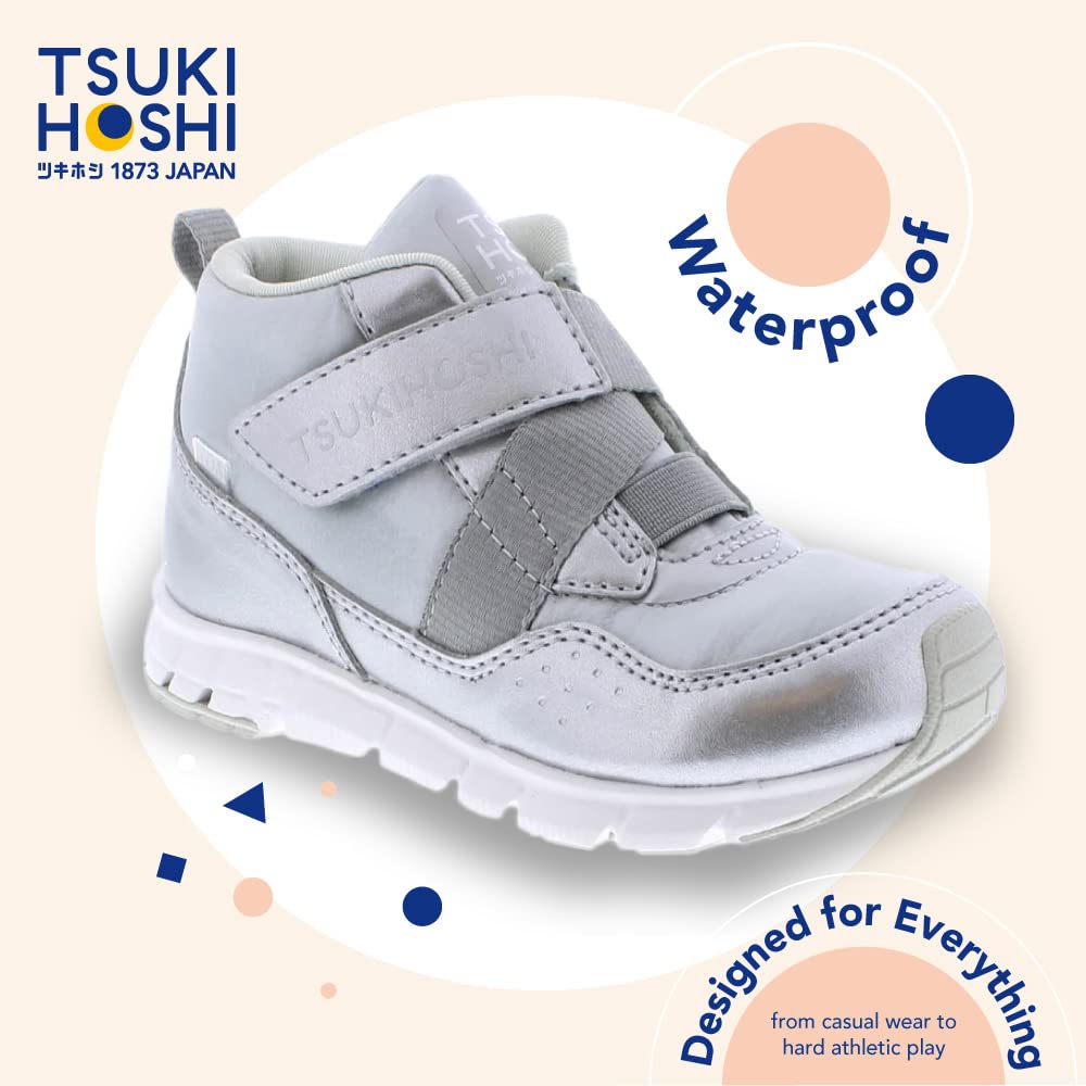 TSUKIHOSHI 7510 Tokyo Waterproof Strap-Closure Machine-Washable Child Sneaker Shoe with Wide Toe Box and Slip-Resistant, Non-Marking Outsole - for Toddlers and Little Kids, Ages 1-8