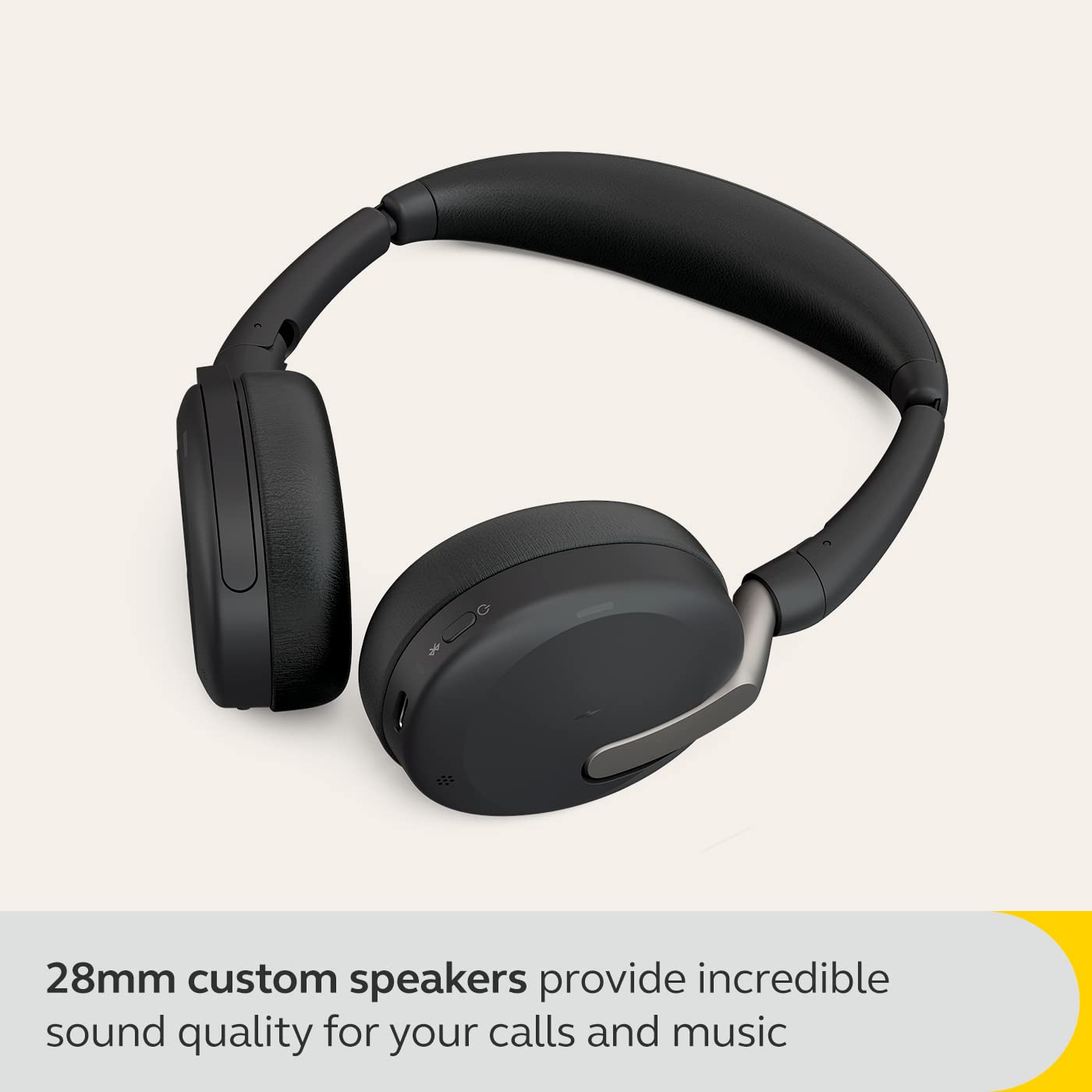 Jabra Evolve2 65 Flex Stereo Headset with Bluetooth, Wireless Charging Pad - Noise-Cancelling ClearVoice Technology & Hybrid Active Noise Cancellation - Certified for Microsoft Teams - Black