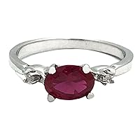 Created Ruby 1.12 Cts & Diamonds Ring 14k White Gold