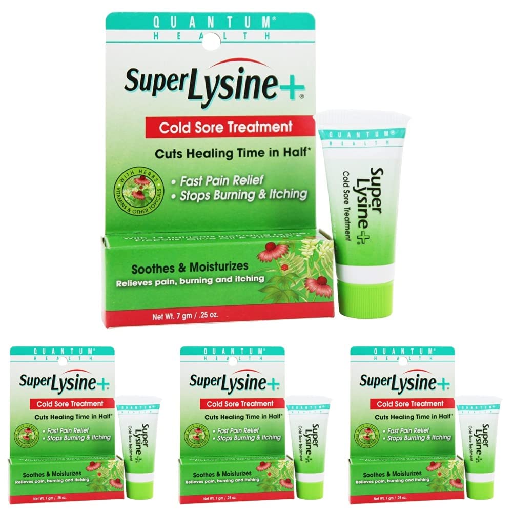 Quantum Super Lysine Plus Cold Sore Treatment Cream - 0.25 Oz (Pack of 4)
