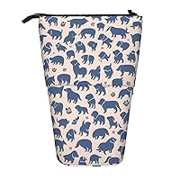 Dogs Print Pattern Telescopic Pencil Case Cute Stand Up Pen Pencil Bag For Christmas Holiday New Year Birthday Gift