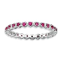 Solid 925 Sterling Silver Stackable Expressions Simulated Ruby Ring (2.3mm)
