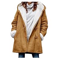 Women's Winter Coats Mid Length Lined Warm Heavy Jackets Thickened Windproof Outerwear With Fleece Hood, S-2XL