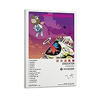 Kanye Poster West Graduation Music Album Cover Posters Decorative Painting Canvas Wall Art Decor Album Cover Posters for Room Aesthetic Bedroom Painting Frame-style-1 12x18inch(30x45cm)