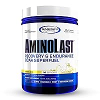 Gaspari Nutrition Aminolast, Recovery and Endurance BCAA Superfuel, 2:1:1 Amino Acid Ratio, Fueled with Electrolytes (30 Servings, Lemon Ice)