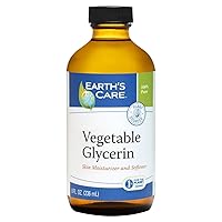 Earth's Care Vegetable Glycerin, 100% Pure Liquid Glycerine for Hair, Skin and DIY Projects, Glass Bottle, 8 FL. OZ.