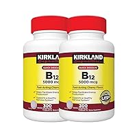 Vitamin B12 5000 mcg, 300 Tablets, Sublingual Quick Dissolve, Great Cherry Flavo Fast Acting, Helps Facilitate Energy Production (2 Pack)