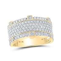 The Diamond Deal 10kt Yellow Gold Mens Round Diamond Pave Band Ring 2-1/5 Cttw