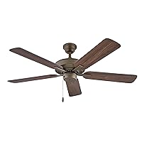 Hinkley Metro 52 Inch Outdoor Ceiling Fan No Light - Wet Rated Outdoor Ceiling Fans for Patios - Low Profile Ceiling Fan Without Light - Wood Ceiling Fan with Reversible Blades, Matte Bronze