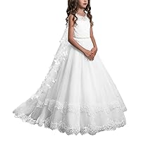 Lace Flower Girls Dresses Kids First Communion Dress Princess Wedding Pageant Ball Gown