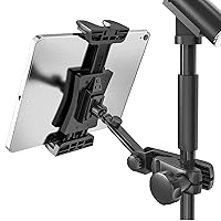 Tablet Holder for Microphone Stand, Mic Music Stand Tablet Holder for iPad, Smartphone Tablet Mic Stand Mount for Shee Music Fits Devices from Screen Size 4.7 to 12.9 Inches
