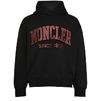 Moncler Men's Black Hooded Sweatshirt with Red Glitter