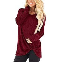 Sweatshirts for Women Comfy Side Split Sweatshirt Long Sleeve Crewneck Pullover Tops Teen Girls Trendy Y2K Clothes