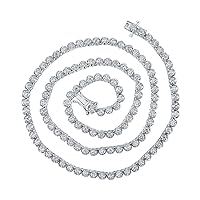 The Diamond Deal 14kt White Gold Mens Round Diamond 16-inch Tennis Chain Necklace 6-1/2 Cttw