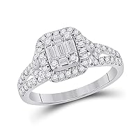 The Diamond Deal 14kt White Gold Womens Baguette Diamond Square Ring 3/4 Cttw