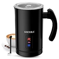 Secura Electric Milk Frother, Automatic Milk Steamer Warm or Cold Foam Maker for Coffee, Cappuccino, Latte, Stainless Steel Milk Warmer with Strix Temperature Controls (Black)