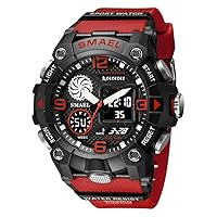 Men's Outdoor Sport Waterproof Wristwatch Dual Time Digital Watch for Men TPU Strap Sports Quartz Male Clock