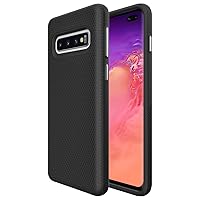 KIOMY Dual Layers Case for Samsung Galaxy S10 Plus 6.4’’, Military Grade Shockproof Heavy Duty Protection, 2 in 1 Design with Flexible TPU Bumper + Hard PC Shell for Samsung Galaxy S10+ (Matte Black)