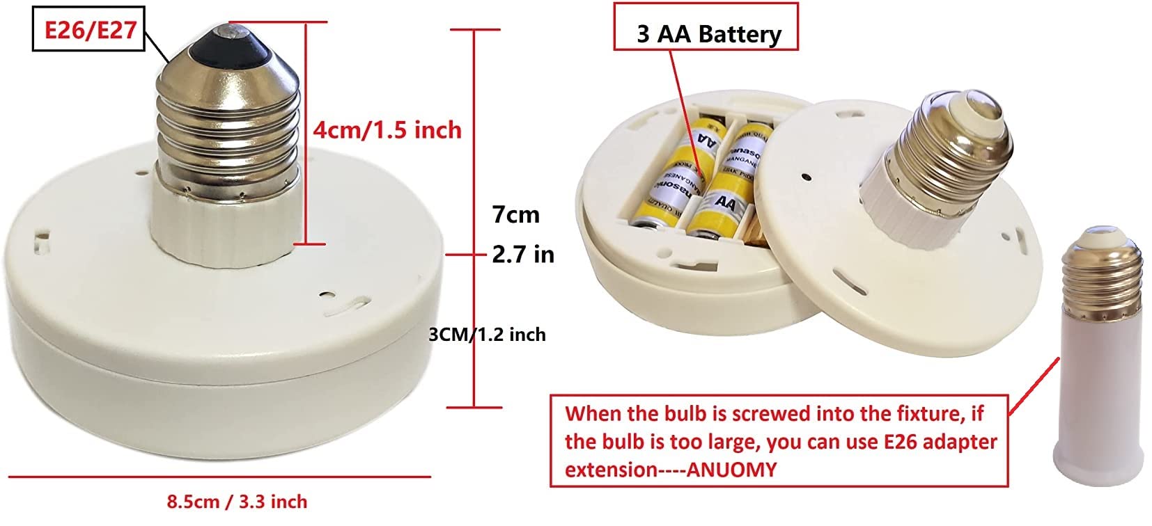 2 Pack Battery Operated Light Bulbs for Lamps with Remote,Replacement AA Battery Light Bulbs,Battery Powered LED Puck Lights With E26 Screw in for Non Electric Wall Sconce and Pendant light Fixture
