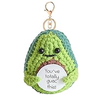 Emotional Support Pickled Cucumber Avocado Car Rear View Mirror Charms Knitting Car Accessories Funny Positive Keychain Automotive Interior Mirrors Charm (Avocado)