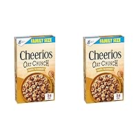 Cheerios Oat Crunch Oats & Honey Oat Breakfast Cereal, Family Size, 24 oz (Pack of 2)