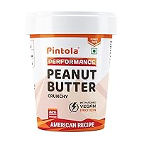 Pintola American Recipe Performance Series Peanut Butter (Crunchy) - 1kg | Vegan Protein | 32% Protein | High Protein & Fiber