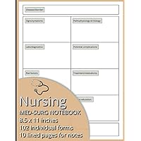 Nursing med-surg notebook: Blank templates for record keeping and studying with extra college lined pages for detailed notes.
