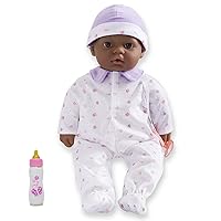 JC Toys African American 16-inch Medium Soft Body Baby Doll La Baby | Washable |Removable Purple Outfit w/ Hat and Pacifier | for Children 12 Months +, 16 inches