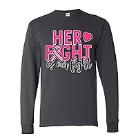 Her Fight is Our Fight Breast Cancer Awareness Mens Long Sleeves