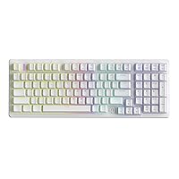 FE98Pro Wireless RGB Hot Swappable Mechanical Keyboard, Three-Layer Dampening 98 Keys Gaming Keyboard, Customizable Backlit, USB-C/2.4GHz/Bluetooth- White/Red
