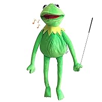 Kermit Frog Puppet with Sounds & Puppets Control Rod, 50 Pcs Kermit The Frog Puppet Stickers, Hand Kermit Puppet Soft Stuffed Animal Toys - Interactive Talking Plush Toys for Pretend & Role Play