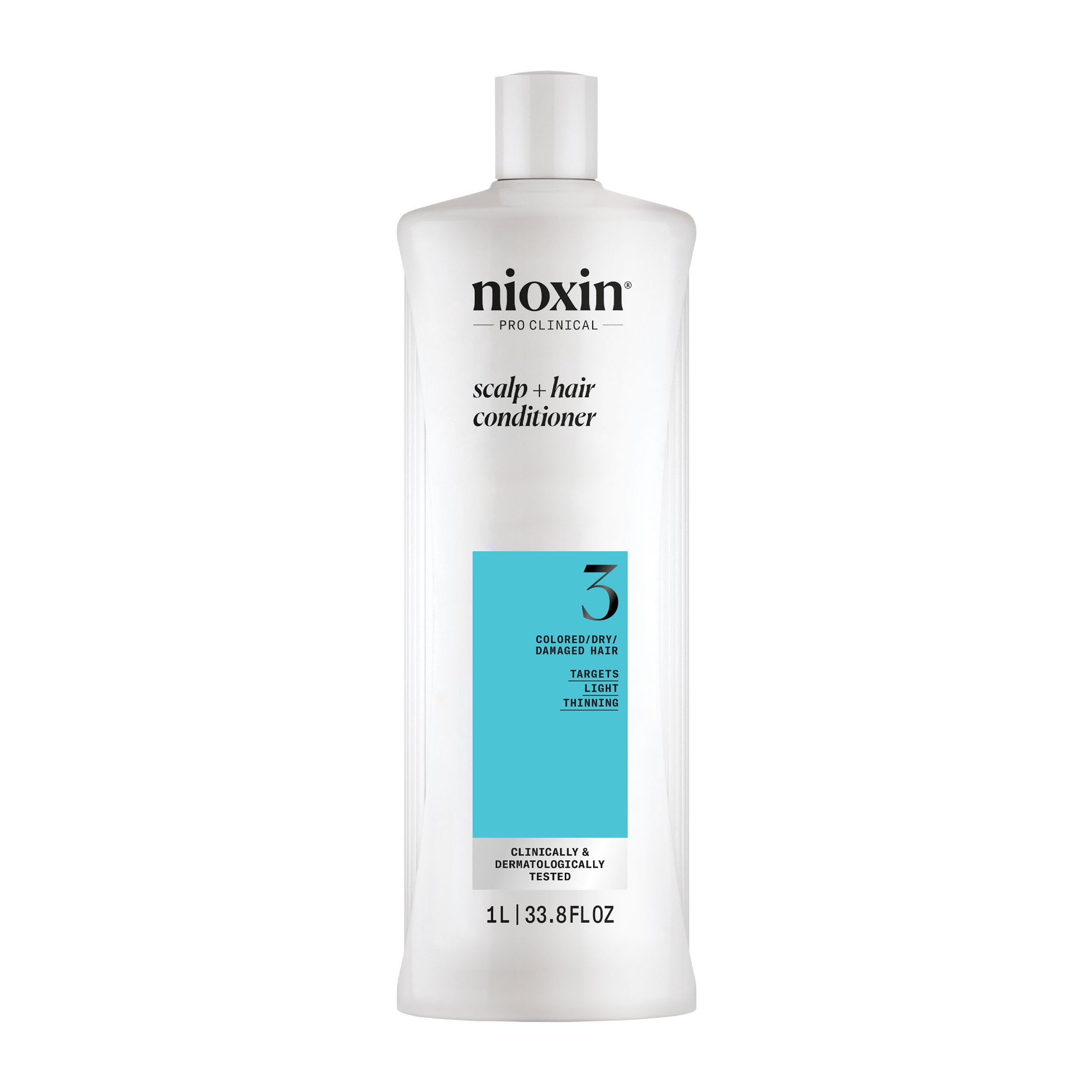 Nioxin System 3 Scalp + Hair Conditioner - Hair Thickening Conditioner for Damaged Hair with Light Thinning, 33.8oz