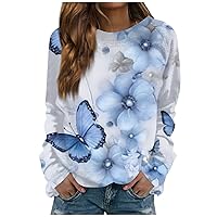 Fashion Sweatshirts, Women's Casual Fashion Floral Print Long Sleeve O-Neck Pullover Top Blouse