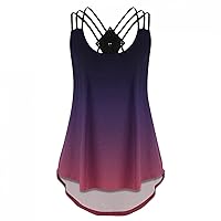 Womens Tank Tops Color Contrast Sleeveless Crewneck Tops Slim Hip Hop Womens Tank Tops Loose Fit Summer