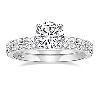 EAMTI 1.25CT 925 Sterling Silver Bridal Ring Sets Round CZ Engagement Rings promise rings for her wedding bands for Women Size 3-13
