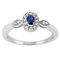 1/5 CTTW Sterling Silver Diamond with Synthetic Blue Sapphire ring