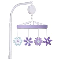 Lilac Flowers Baby Crib Mobile with Music, Crib Mobile Arm Fits Standard Crib Rail