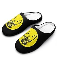Portrait of French Bulldog Men's Cotton Slippers Memory Foam Washable Non Skid House Shoes