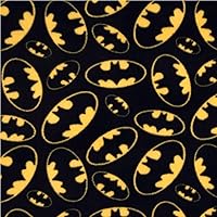 Batman Logo Anti Pill Premium Fleece Fabric,Yellow on Black, 60” Inches Wide – Sold by The Yard