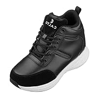 CALTO Men's Invisible Height Increasing Elevator Shoes - Lace-up High-Top Fashion Sneakers - 3.6 Inches Taller